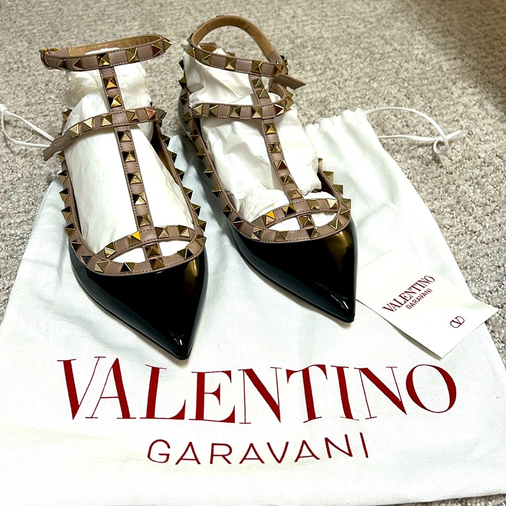 VALENTINO GARAVANI Rockstud leather ballet flats NEW
